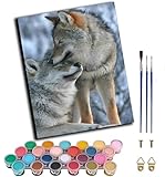 WANGWANGMIAO Malen nach Zahlen (Mutterliebe Wolf Tier) Malen nach Zahlen Erwachsene, Paint by Numbers Adult, DIY Handgemalt Ölgemälde für Home Décor Geschenk 40x50cm,ohne Rahmen