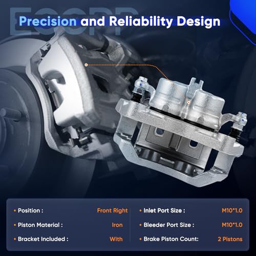Image of ECCPP 19B2871B Front Right Disc Brake Caliper Assembly | w /Bracket Fit For Infiniti 2006-2019, For Nissan 2009-2020