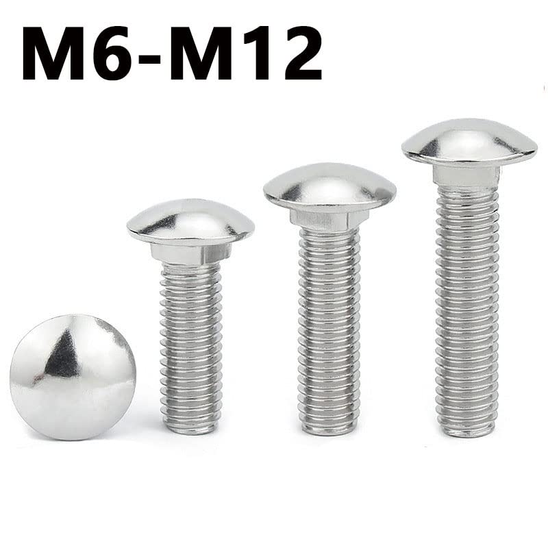 2/8/10PCS M6M8M10M12 304 in Acciaio Inox Testa Grande Bullone a Testa Semi-Cerchio Quadrato Vite a Collo Scaffale Vite a Testa Piatta Piazza(2PCS,M8x35)