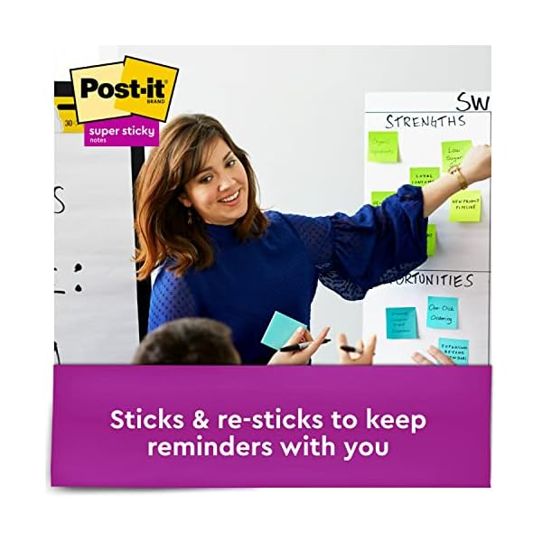 Post-it Super Sticky Notes, 2x Sticking Power, 3" x 3", Miami Collection, 12 Pads per Pack, 90 Sheets – Bild 5
