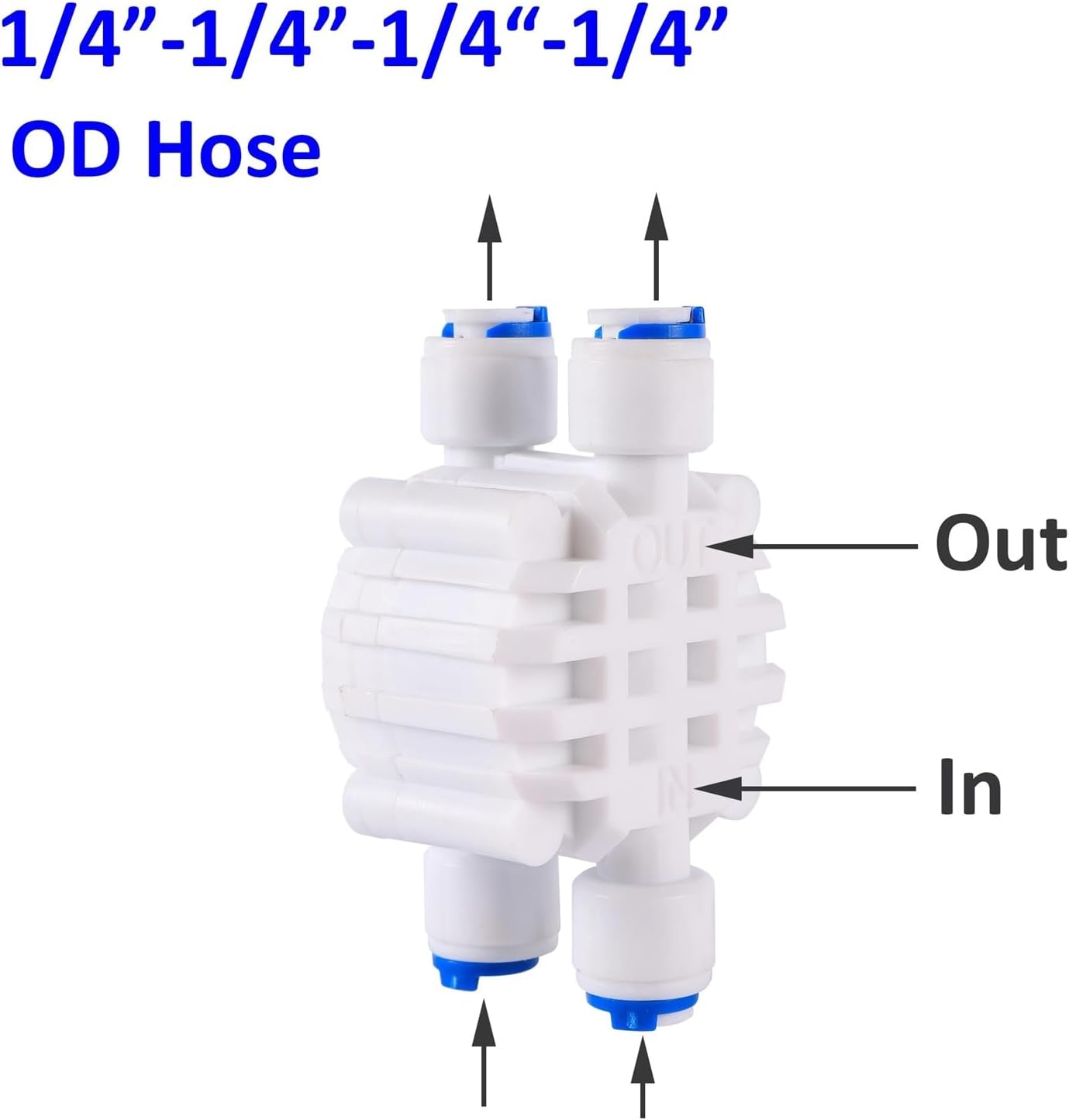RO Water Straight Plastic Ball Valve 1/4 3/8Inch OD Hose Quick Connect Female Reverse Osmosis Aquarium Fitting 1Pcs(1I4 4-Way)