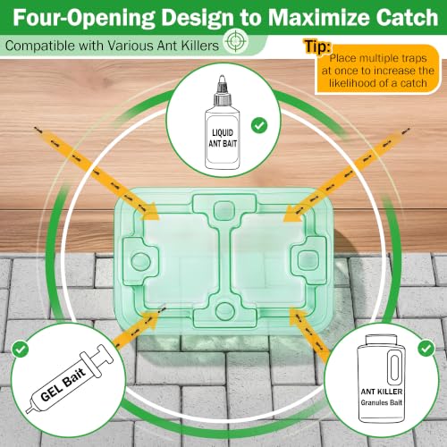 Image of 8 Set Ant Bait Stations Refillable, Indoor & Outdoor, Standard Size, Green