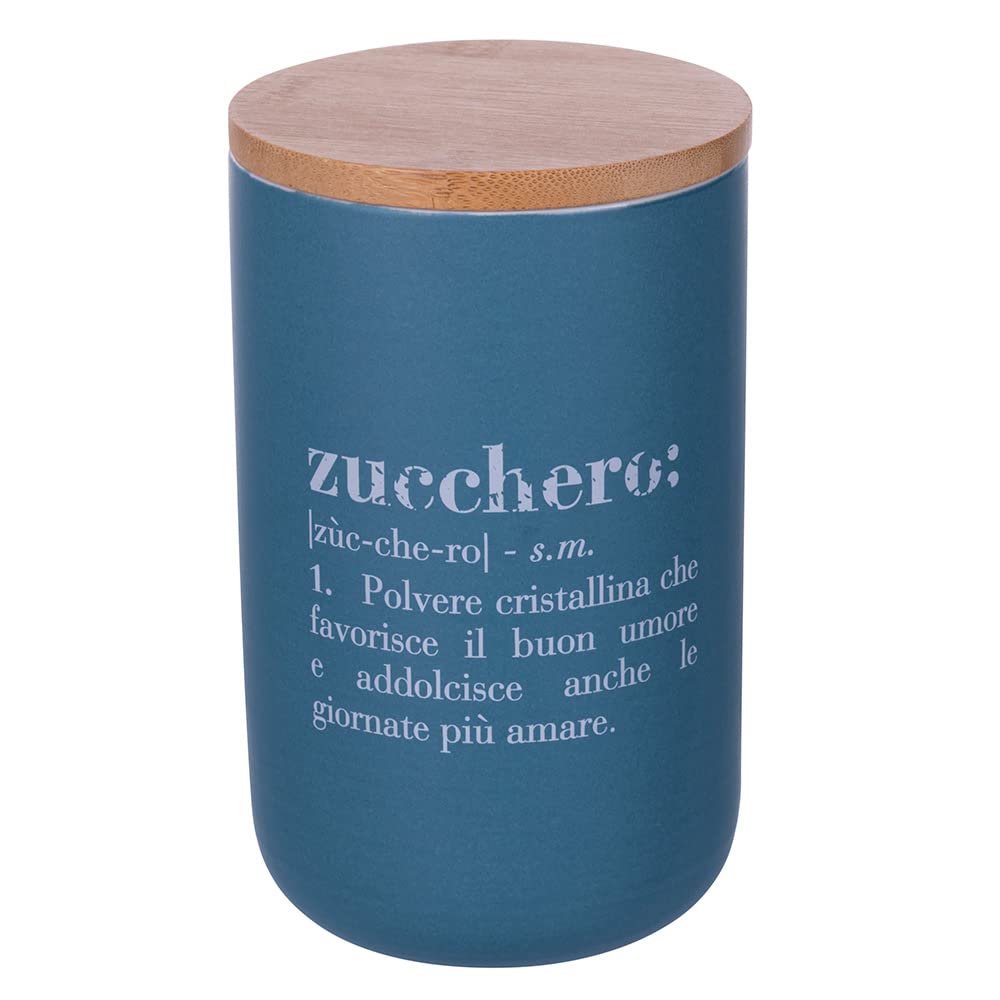 Villa d'Este Home Tivoli Victionary Shades Barattolo zucchero in new bone China con coperchio in bamboo 750 ml