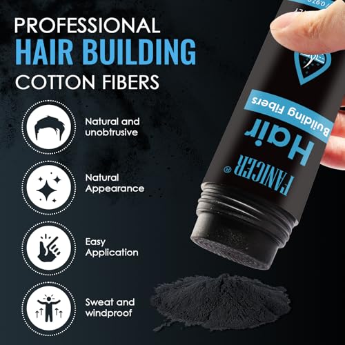Faser-Haarpulver,sofortigen Kaschieren von Haarmangel, Haarfasern zur Haarverdichtung, Natürlich Unsichtbar ansatzpuder, Streuhaar Haarverdichtung für Frauen Männer, Schwarz