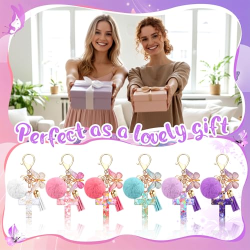 Image of Sureio Cross Butterfly bag charm Keychains for Women Christian Resin Keychain Bulk for women Gift Backpack Purse Wallet Bag