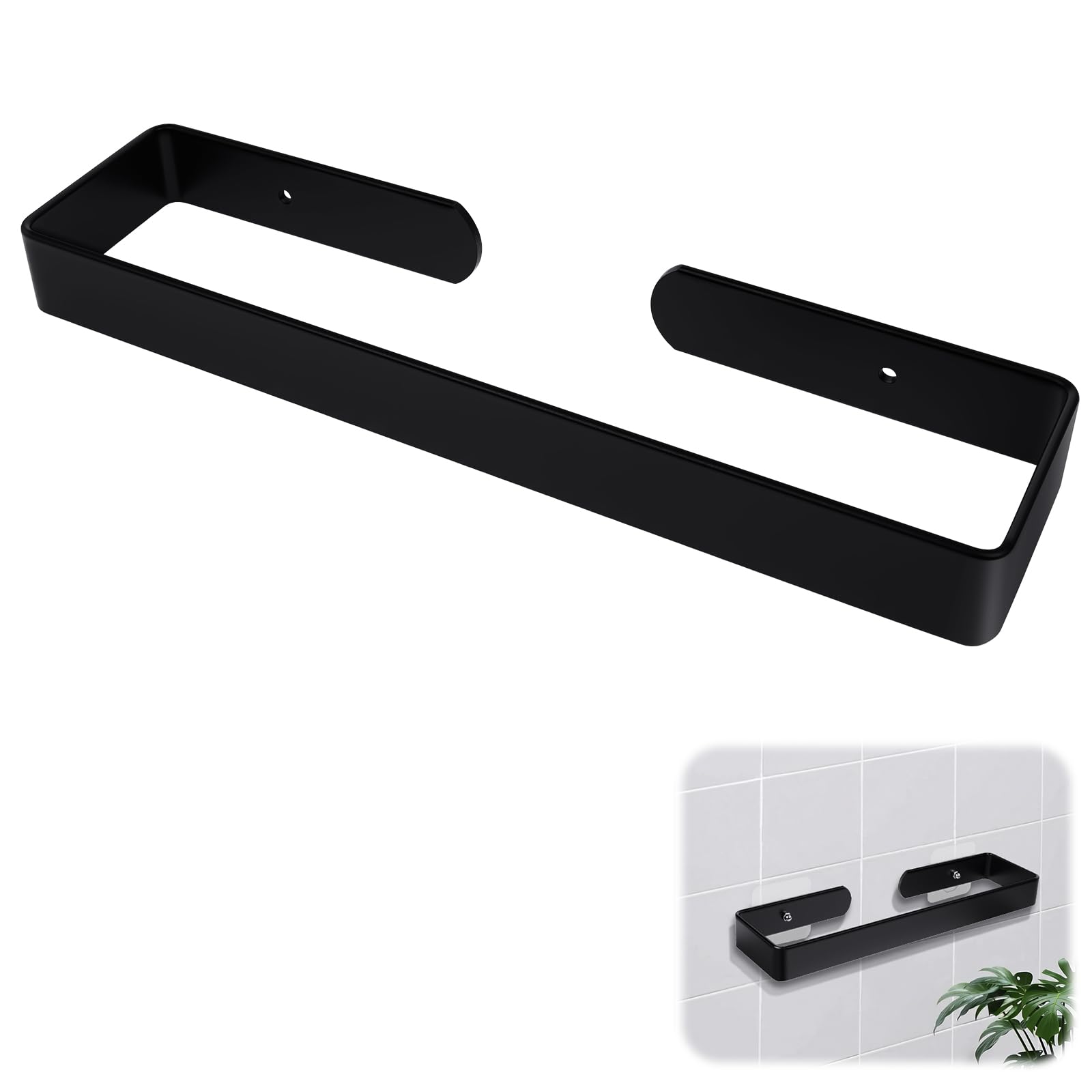 Portasciugamani Bagno Nero, Impermeabile, Antiruggine, Resistente all'Olio, Bagno Portasciugamani 30CM in Alluminio con Materiali di Installazione Inclusi, 2 Metodi di Installazione