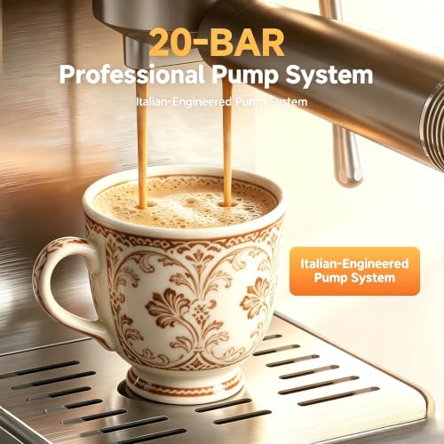 Image of AMZCHEF Espresso Machine with Self-Cleaning, 20Bar Coffee Maker, Platinum