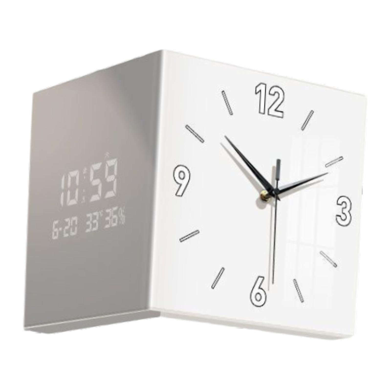Reloj de Pared Doble Cara para Decoración de Espacios Interiores y Exteriores, Blanco, Individual