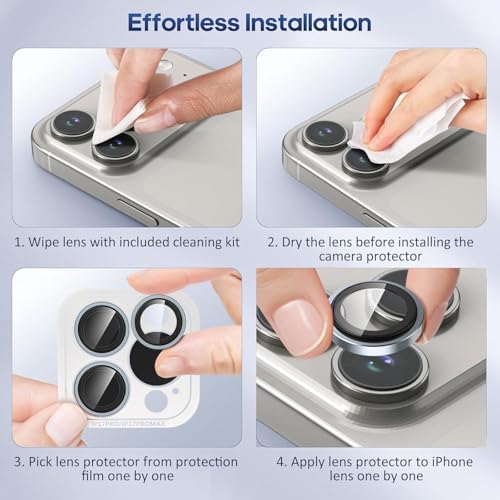 Image of for iPhone 17 Pro / 17 Pro Max Camera Lens Protector Original Individual Lens Screen Protector | 9H Hardness, Scratch-Resistant, Case Friendly (Titanium Gray)