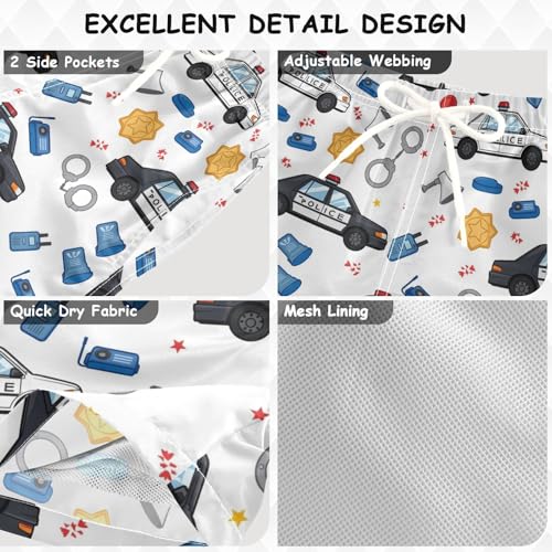 Pigsaly Police Car Boys Swim Trunks Horn Handcuff Intercom Toddler Beach Board Shorts Baby Summer Bathing Suit S Multicolor3