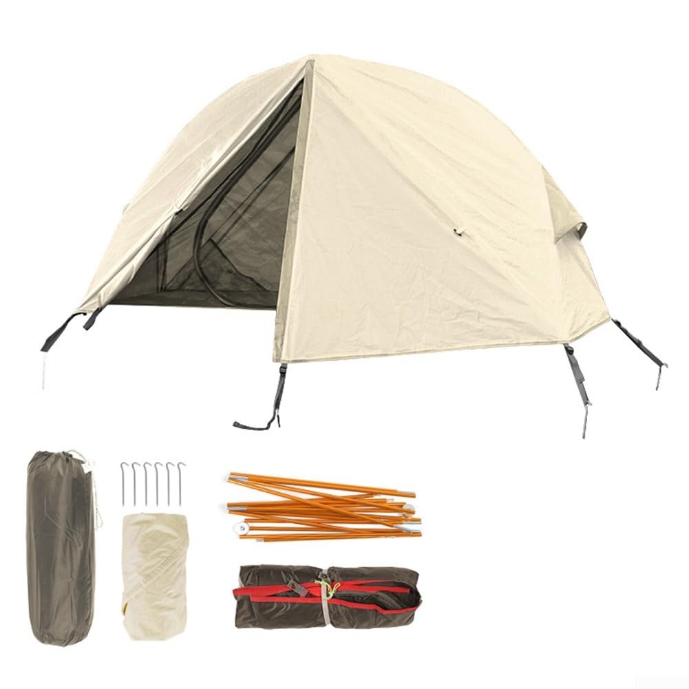 2-lagiges, wasserdichtes Camping-Schlafbett, erhöhter Outdoor-Unterschlupf mit Netz-Innenseite für Wandern, Rucksackreisen, leichte Stangen aus Aluminiumlegierung, einfacher Aufbau, 200 x