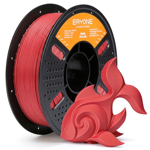 Image of ERYONE Matte PLA Lite 3D Printer Filament 1.75 + /- 0.03mm, Matte Filament 1KG(2.2LBS) Spool, Prue Red