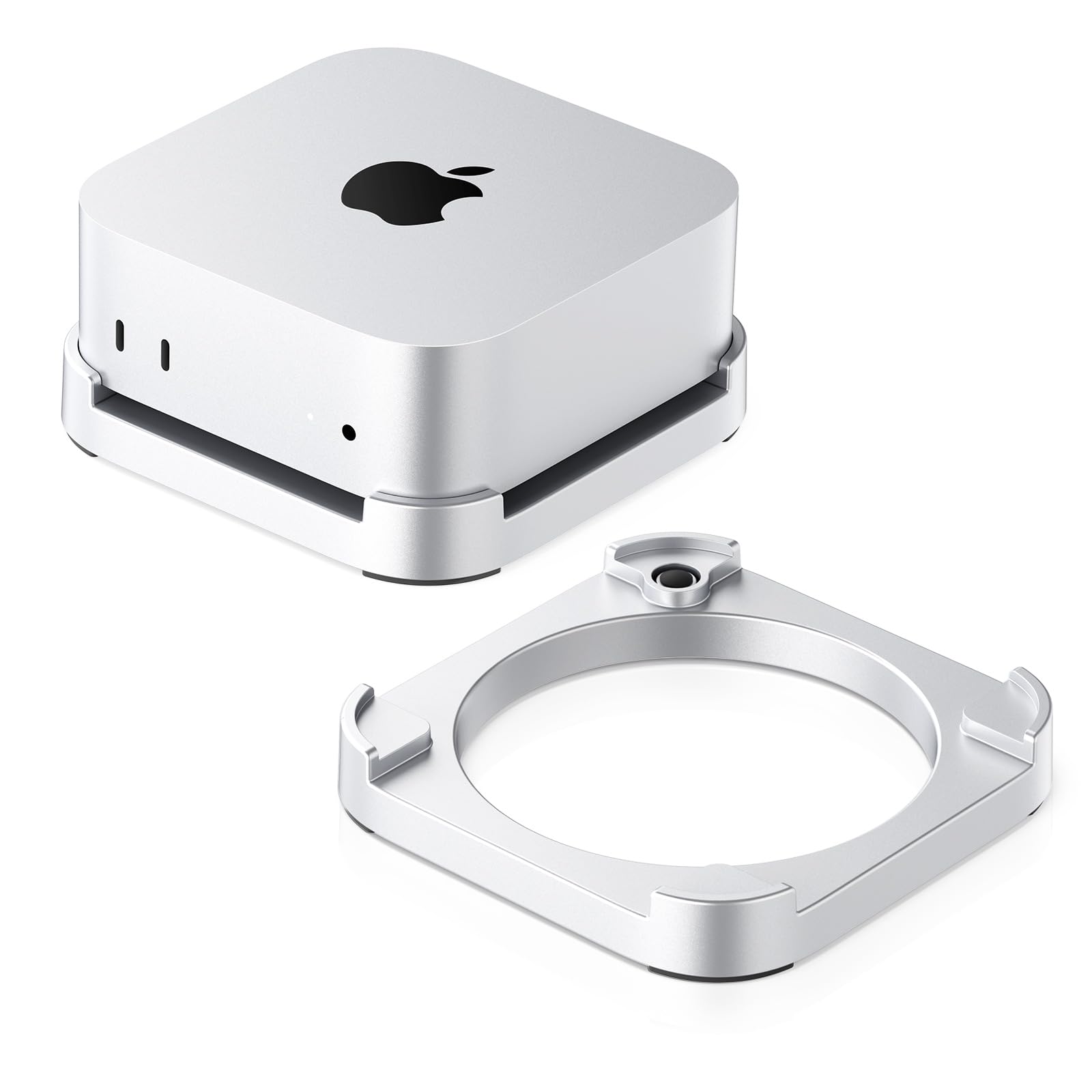 ORICO Stackable Mac mini Stand - Modular Interlocking Design 360 Ventilation Premium ABS Silver Finish Space-Saving Stand for