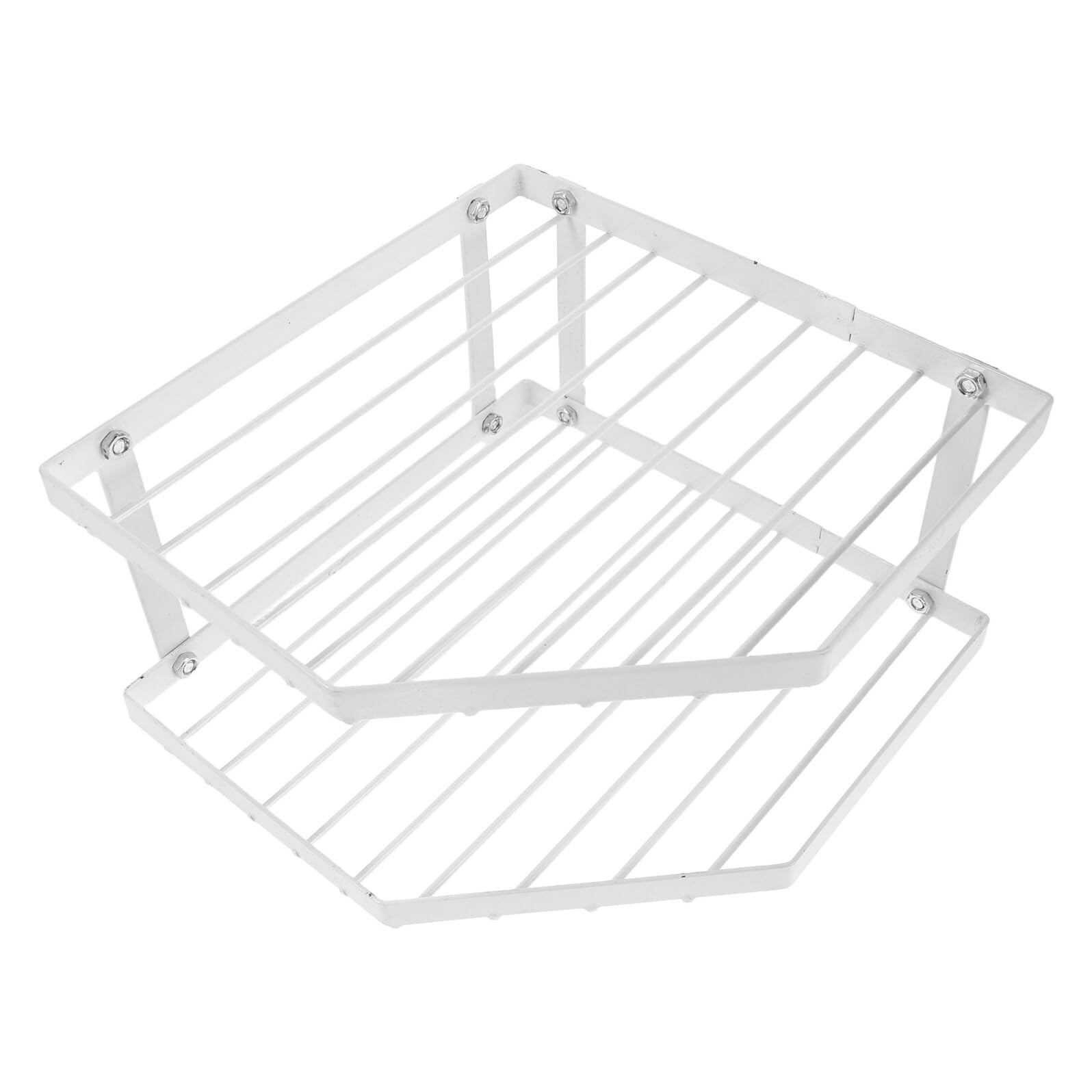 2-poziomowa narożna półka kuchenna, metalowy stojak na garnki z białą powłoką, 34 x 12 cm, oszczędzający miejsce, wielowarstwowy nizer na garnki, patelnie, słoiki na przyprawy i niezbędne przybory