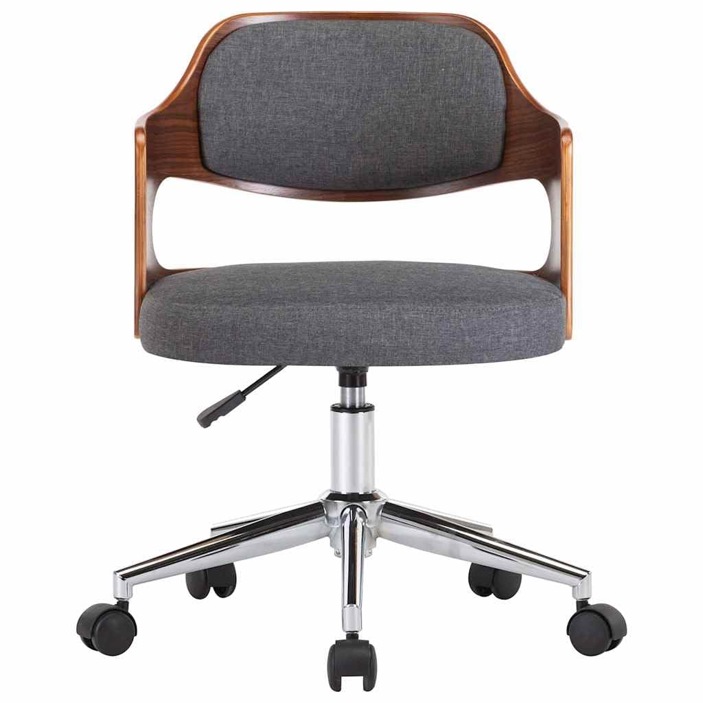 Lot de 2 Chaises Pivotantes à Manger Gris Bois Courbé et Tissu