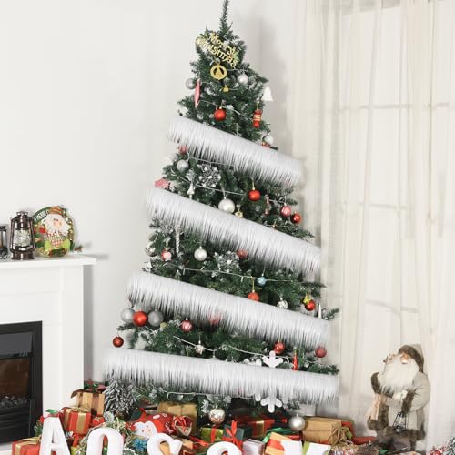 Anwyll Shaggy Plush Faux Fur Fabric,2x60Inch White Faux Fur Trim by The Yard,Precut Strips Fluffy Fuzzy Christmas Craft Faux Fur Ribbon for Christmas Tree Decor Wreath Santa Hair Dwarf Cosplay Costume