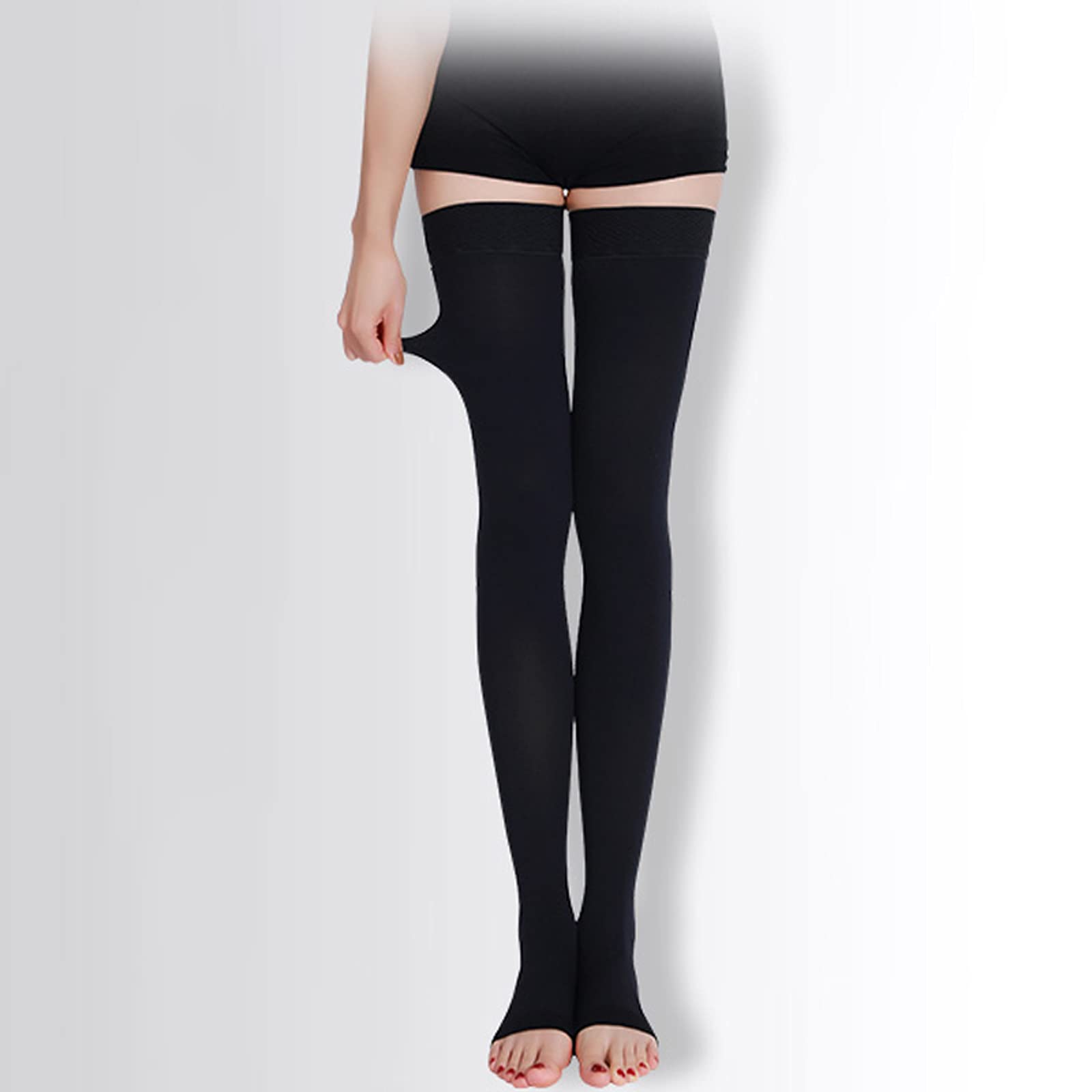 Medias para venas varicosas Calcetines de compresión para pantorrilla transpirables con puntera abierta médica 20-30 Calcetería de soporte graduado para edema Embarazo en vuelo,Flesh,XXL (Black XX)