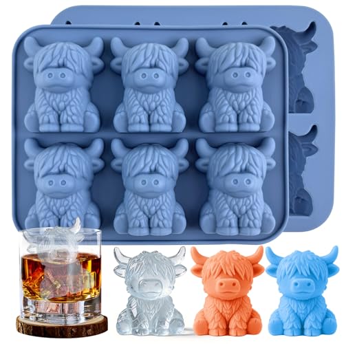 Molde de silicona 3D vaca Highland para cubos de hielo miniatura 1