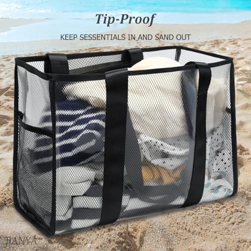 Image of JIANYA Beach Bag, Tip-Proof Waterproof Pool Bag Shoulder Bag with Pockets for Work, Travel, Gym, Beach & Pool