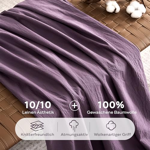 JELLYMONI Kopfkissenbezug 40x145cm Baumwolle 2er Set Lila Oeko-Tex – Ansicht 6