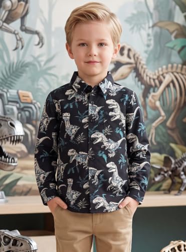 Image of Boys Hawaiian Button Down Shirt, Pure Combed Cotton Short Sleeve Size 3-15Y | Pure Combed Cotton, Smooth 60s yarn, Tagless Label, Pilling-Resistant, Shrink-Resistant, Fade-Resistant, Machine Washable