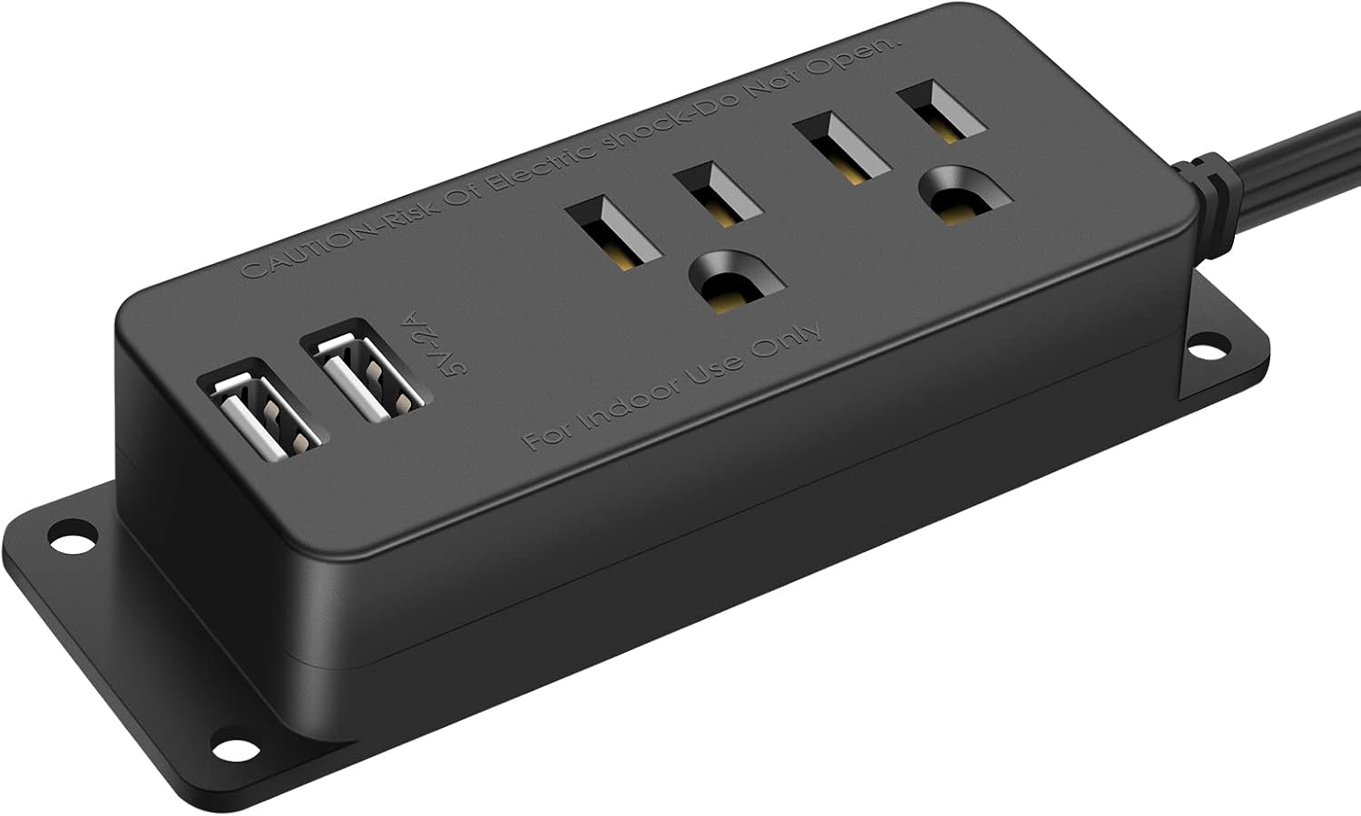 Flat Plug Power Bar with USB Ports, 2 AC Power Outlets with Baby