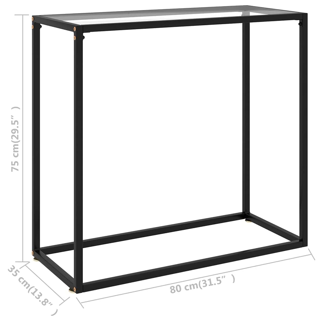 Stół do konsoli ze szkła hartowanego Przezroczysty Stół Konsola Nowoczesna Konsola ze szkła hartowanego i stali, wytrzymała i stabilna konstrukcja 80 x 35 x 75 cm