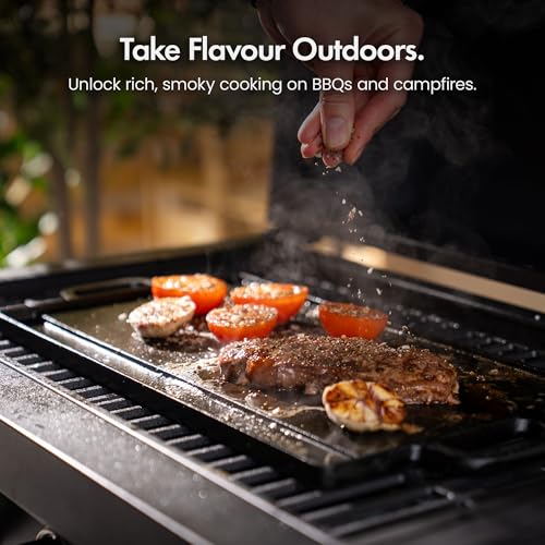 VonShef Reversible Griddle Pan, Pre-Seasoned Non-Stick Cast Iron BBQ Griddle with Handles, Oven Safe Flat Pan for All Hob Types - Image 5