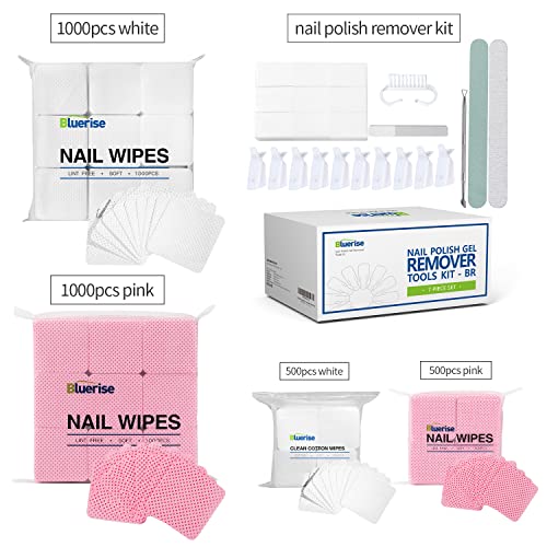 Bluerise Lint Free Nail Wipes White 500Pcs Nail Polish Remover Pads Soft Absorbable Eyelash Extension Glue Cleaning Wipes #TOP1