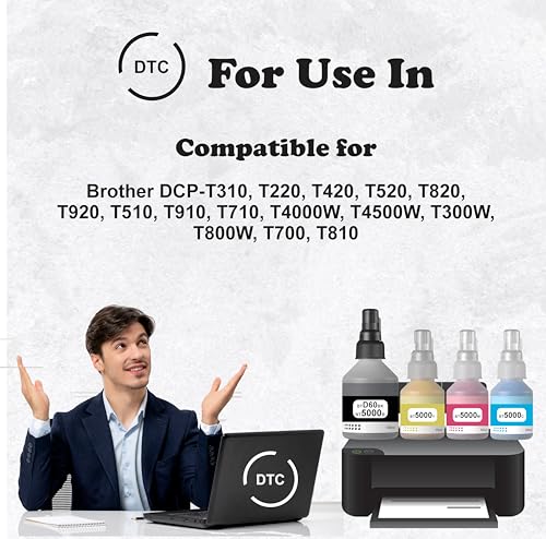 Image of Duplex DTC Ink Compatible for Brother BT6000Bk / BT5000 DCP T310, T300, T510, T500, T910, T710, T400W, T450W, T300W, T800W, T700, T810 Printer (BT5000 Ink Set)