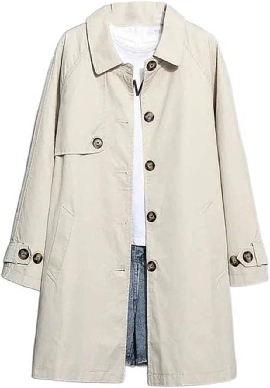 JYHBHMZG Spring Autumn Trench Coat Women Korean Single-Breasted Loose Mid Long Women Overcoat Windbreaker Female Outerwe