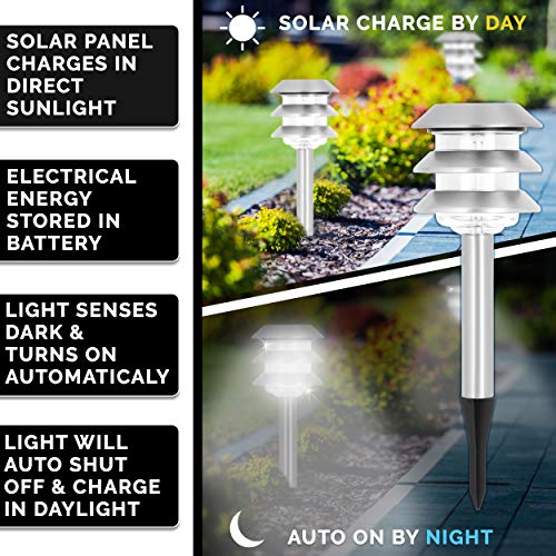 Morvat LED Solar Lights Outdoor, Solar Garden Lights, Outdoor Solar Garden Pathway Light, Solar Yard Lights, Waterproof, Pack of 6
