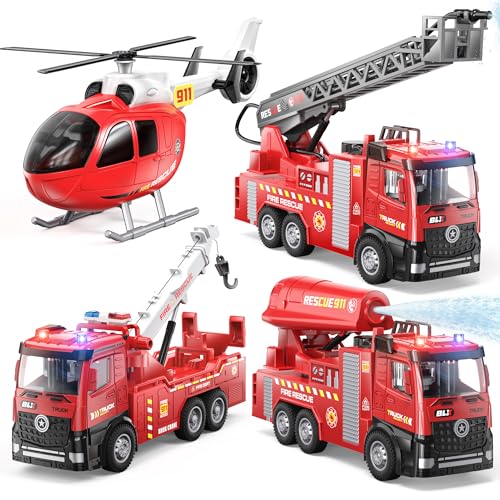 For Toddlers 1-3 3-5, Firetruck Toy With Light, Sound & Sprinkler Pump, Toys For 2 3 4 5 Year Old Boys, Toys For Boys