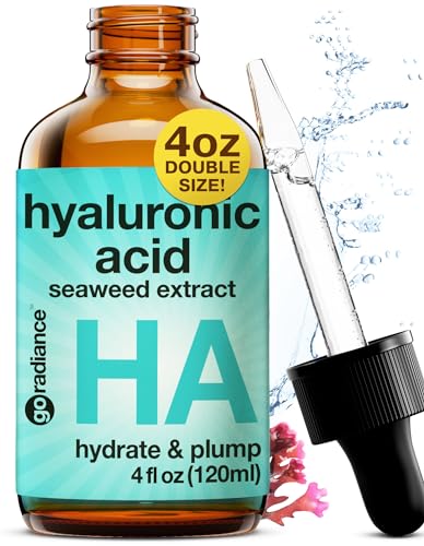 Double Size (4OZ) Hyaluronic Acid Serum for Face 3.5%, Hyaluronic Acid Moisturizer, Hydrating Serum for Face, Moisturizing Hyaluronic Acid Serum with Seaweed and Chamomile, Glow Face Serum for Women