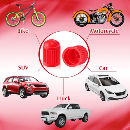 Image of Outus 20 Pack Tyre Valve Dust Caps for Car, Motorbike, Trucks, Bike, Bicycle (Red)