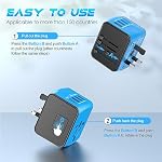 Adaptateur universel de voyage avec 3 USB A Ports + 1 USB C Port, 2500W Adaptateur de prise d'alimentation international tout-en-un Chargeur de voyage mural mondial, adaptateur Type C/A/G/I/f Travail pour 200+ Pays