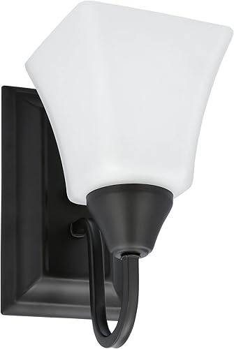 Miniatura 2 de Luminance Lámpara de pared cuadrada Lexington para tocador  Accesorio de decoración de baño blanco y negro para colocar sobre el fregadero y sobre