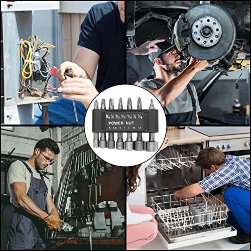 15 Pcs Socket Set, Impact Driver Sockets Adapter Set, Hex Nut & Socket Driver Bit Set for Home DIY, Woodworking, Car Parts Repair 3/16,1/4,9/32,5/16,11/32,3/8,7/16,5 mm, 5.5/6/7/8/10/12 mm