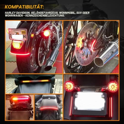 KATUR Motorrad Lichtstreifen Schwanz Bremse Stop Blinker 32-3528 LED 8\ Nummernschild Flexible LED Licht