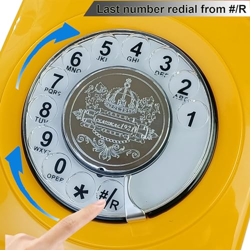 Image of Corded Retro Phone, TelPal Landline Telephone with Old Fashion Rotary Dial Keypad, Decorative Classic 80s Antique Vintage Phones for Gift