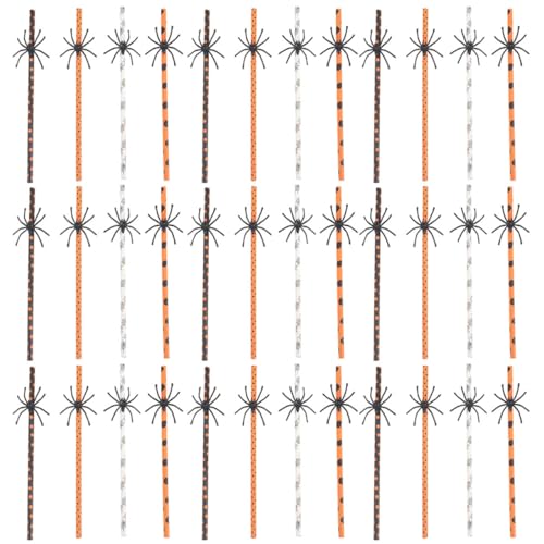 Outanaya 40pcs Halloween Spider Dot Paper Straws miniatura 1