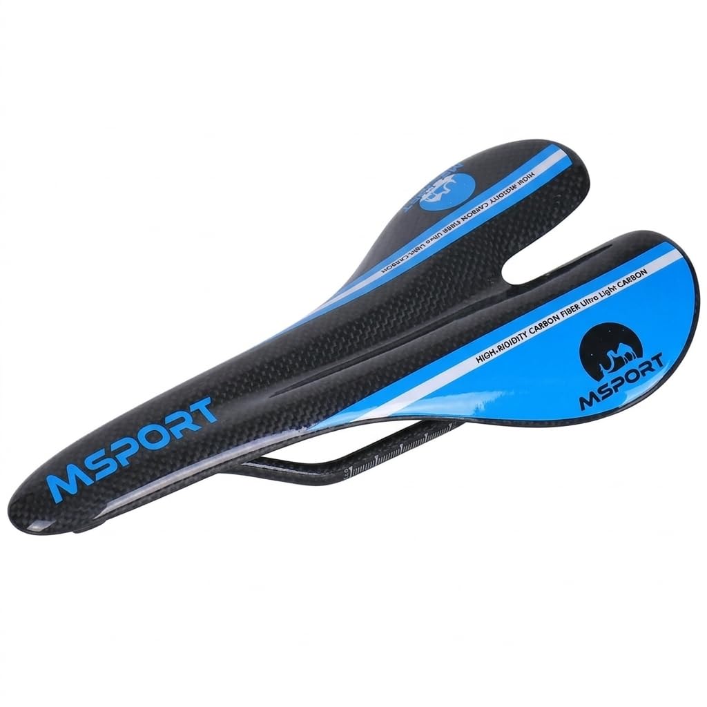 Msport Sella sellino per Bici da Strada da Corsa e MTB in Fibra di Carbonio Super Leggera 95g +/-