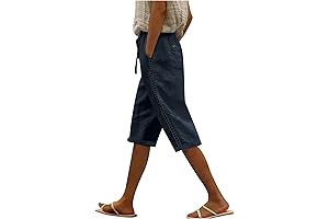 Cotton Linen Shorts for Women Elastic Waist Shorts