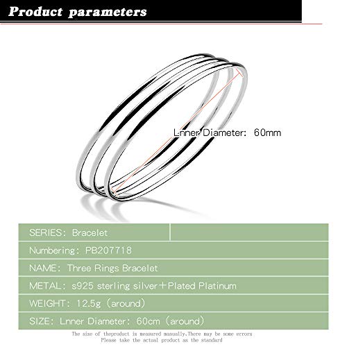 Bohemian Women 925 Sterling Silver Bracelet Minimalist Glossy 3/6/9 Combined Bracelet 60-65MM Original Silver Bangle PartyJewelry Gift2