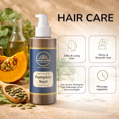 Image of Pumpkin Seed Oil for Hair, Skin, Massage, Nails with Omega 3, 6 & 9 Cold Pressed Pure & Natural Carrier Oil 100ml
