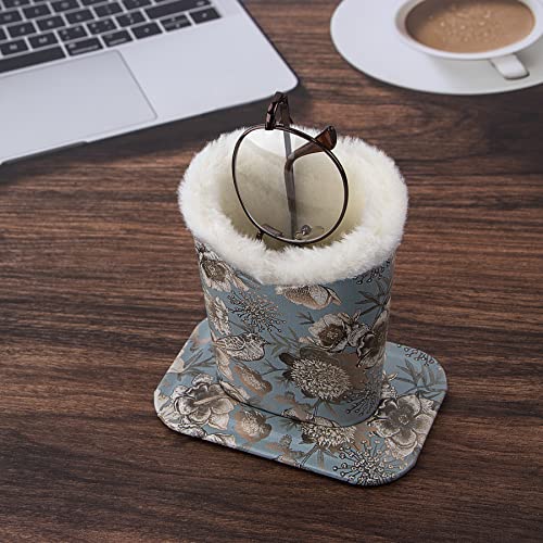 Image of Pack of 2 Plush Lined Eyeglasses Holder Stand Protective Glasses Case For Desks Or Nightstands