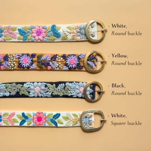 Handmade Peruvian Ayacucho Belt - Embroidered Belt for Women, Round Buckle, Floral Design, Adjustable, Durable2