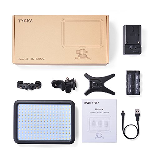 Tycka Camera 204 Led Lighting Panel, Video Photo Studio Light, 1300lm Stepless Dimmable Brightness, 3200K - 5600K White and Yellow light, 2200mAh battery and charger, Ultra-thin, for DSLR DV Camcorder