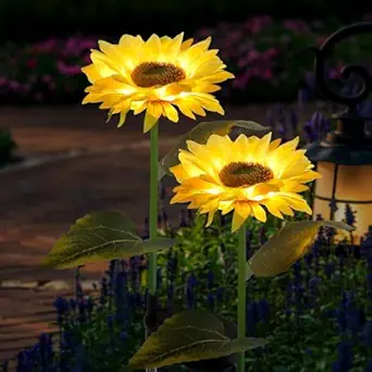 Luteti 2Pack Sunflower Solar Garden Lights Outdoor Upgraded Waterproof Home Garden Yard Lawn Path Party Decorative for Pathway,Garden, Patio, Yard, Walkway