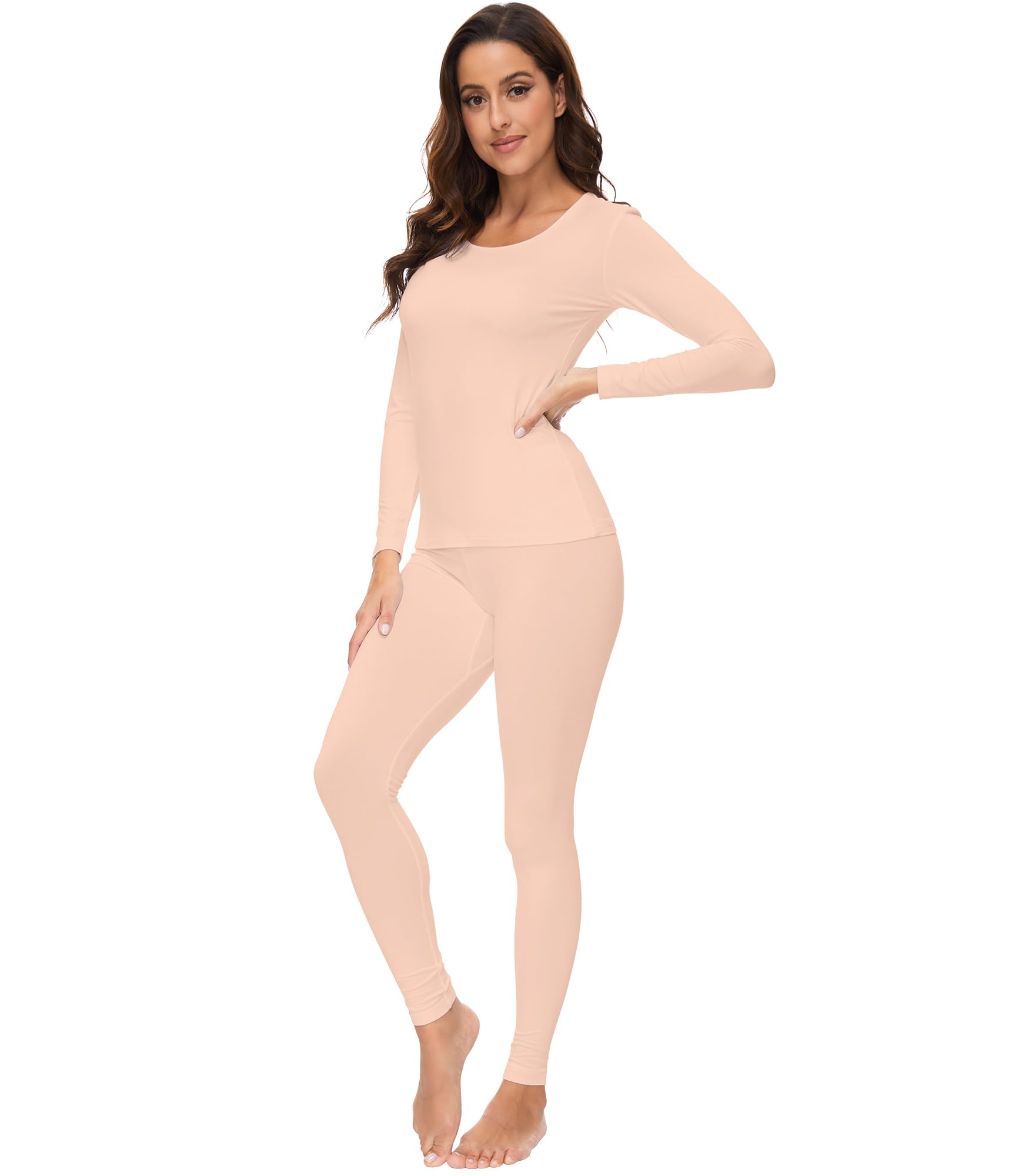 WiWi Thermal Underwear Set for Women Long Johns Sets Super Warm Base Layer Top Pants Pajamas Set Viscose from Bamboo S-3X